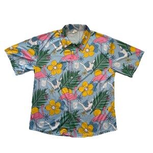 Kansas City Royals Flamingo Tropical Hibiscus Hawaiian Shirt Size XL